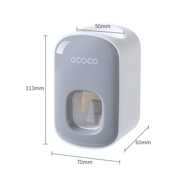 Ecoco Wall Mount Auto Ands Free Toothpaste Dispenser Automatic Squeez Grey Tumblers & Toothbrush Holders