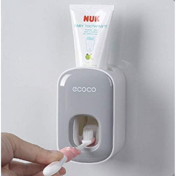 Ecoco Wall Mount Auto Ands Free Toothpaste Dispenser Automatic Squeez Grey Tumblers & Toothbrush Holders