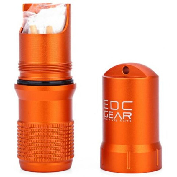 Gear Waterproof Aluminum Capsule Seal Bottle Orange Pill Boxes