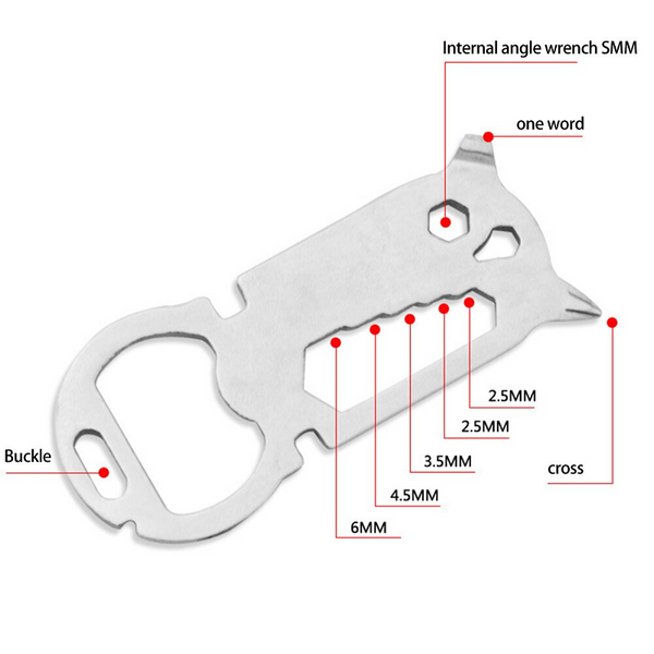 Key Tool Keychain Multi Bottle Opener Screwdriver Hex Wrench Ruler