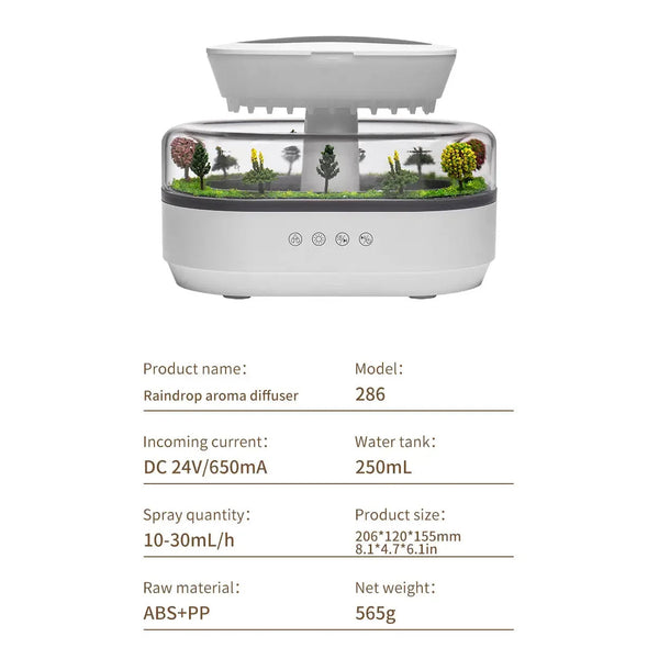 Smart Cool Mist Raindrop Air Humidifier For Garden Landscape Christmas Tree White Noise Oil Aroma Diffuser Portable Humidifiers