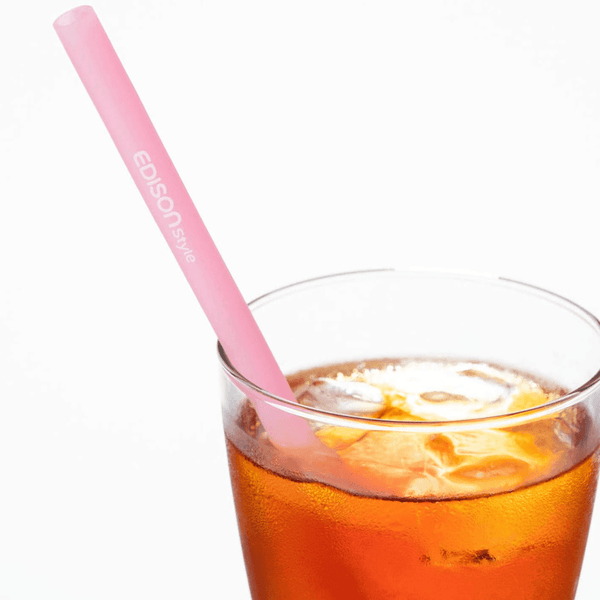 Edison Mama Resealable Silicone Zipper Straw Pink/Yellow Baby Utensils