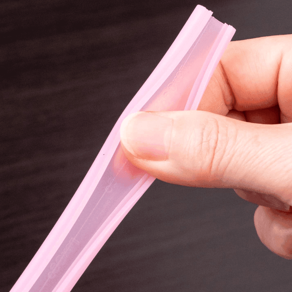 Edison Mama Resealable Silicone Zipper Straw Pink/Yellow Baby Utensils