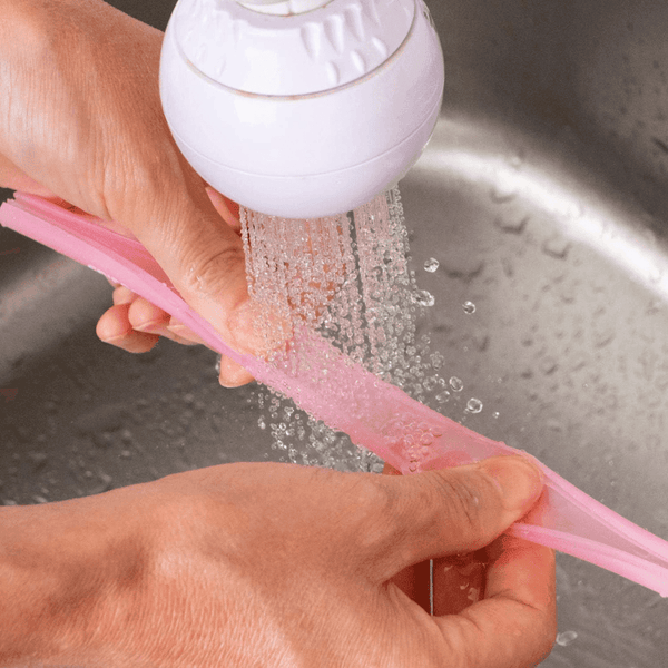 Edison Mama Resealable Silicone Zipper Straw Pink/Yellow Baby Utensils