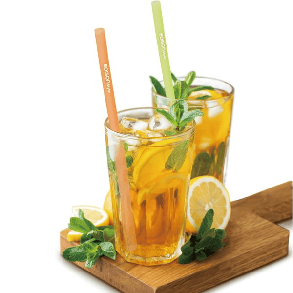 Edison Mama Resealable Silicone Zipper Straw Pink/Yellow Baby Utensils