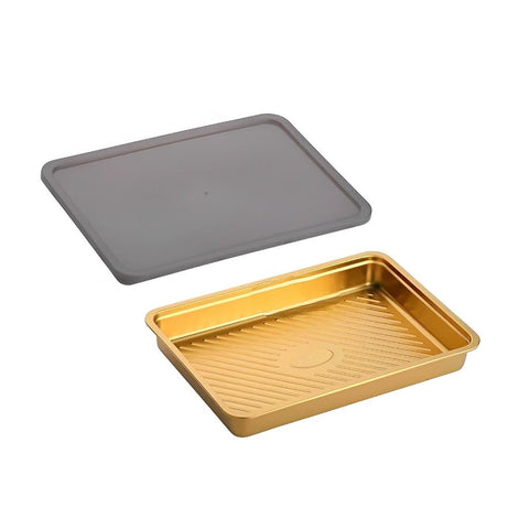 Gold Food Grade Stainless Steel Crisper Box Storage With Lid For Kitchen Organisation Food Storage Containers