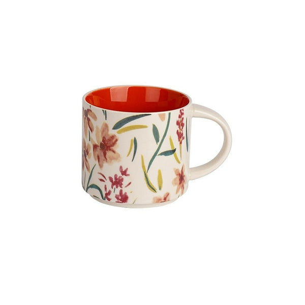 Flower Glaze Ceramic Cup Mug Household Large Capacity Breakfast 450Ml Mugs