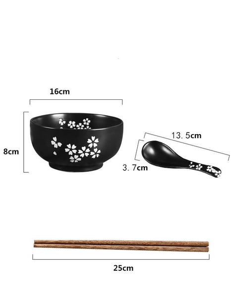 Ceramic Noodle Rice Bowl With Cover Japanese Style Soup Dinnerware Tableware Bowls
