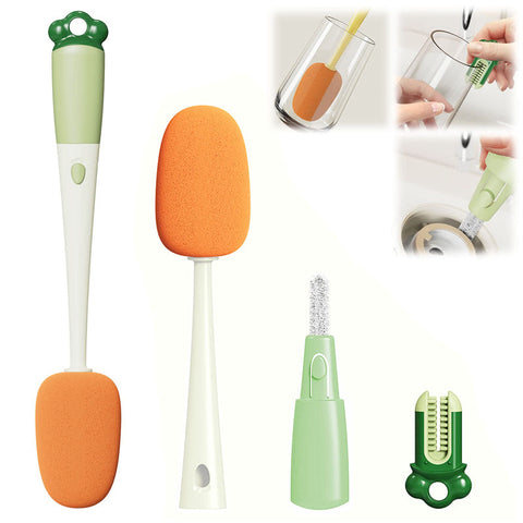 Kitchen 3 In 1 Multifunctional Cleaning Cup Washer Brush Long Handle Carrot Water Bottle