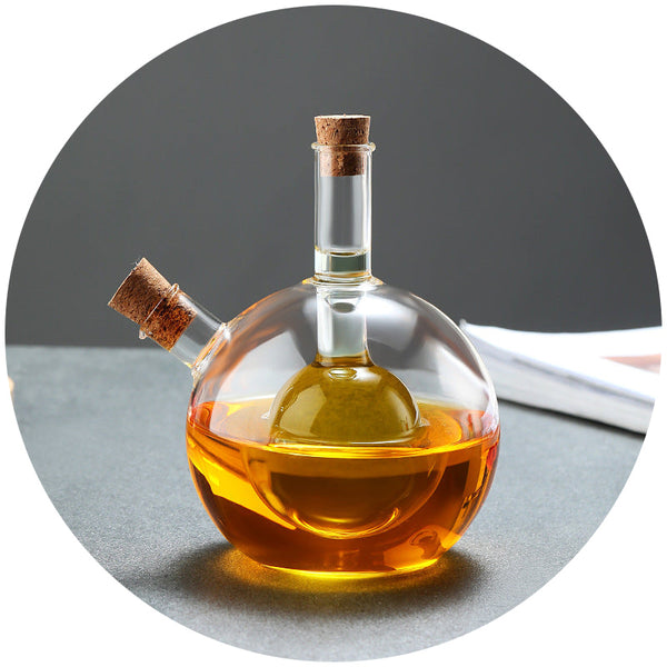 Kitchen Storage Sealed Bottles Double Layer 2 In 1 Glass Oil Vinegar Sauce Seasoning Tools Oil & Vinegar Dispensers