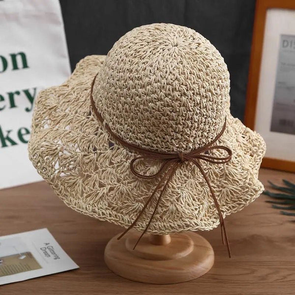 Fashionable Handmade Crochet Straw Hat Women Sun Protection Hats
