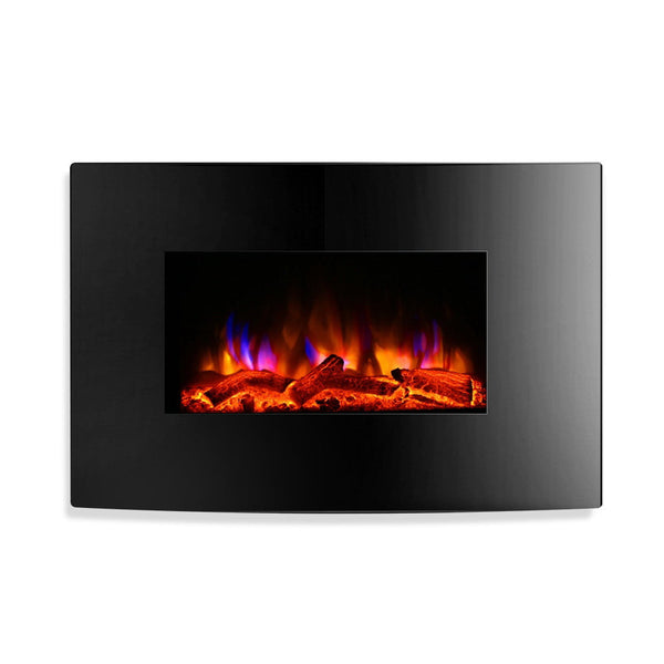 Devanti 2000W Wall Mounted Electric Fireplace Log Wood Heater Realistic Flame Electric Fireplaces