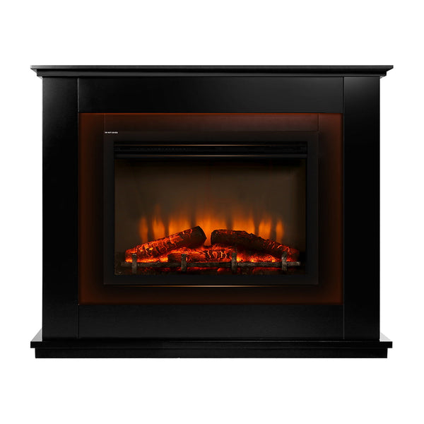 Devanti 2000W Electric Fireplace Mantle Portable Log Wood Heater 3D Flame Effect Black Electric Fireplaces