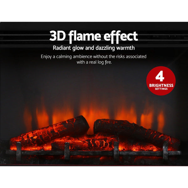 Devanti 2000W Electric Fireplace Mantle Portable Log Wood Heater 3D Flame Effect Black