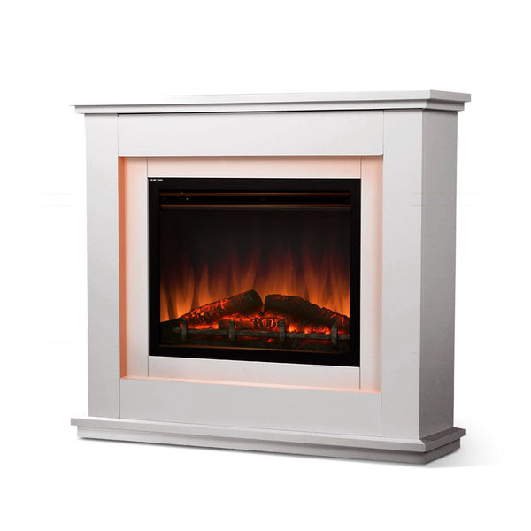 Devanti 2000W Electric Fireplace Mantle Portable Log Wood Heater 3D Flame Effect White Electric Fireplaces