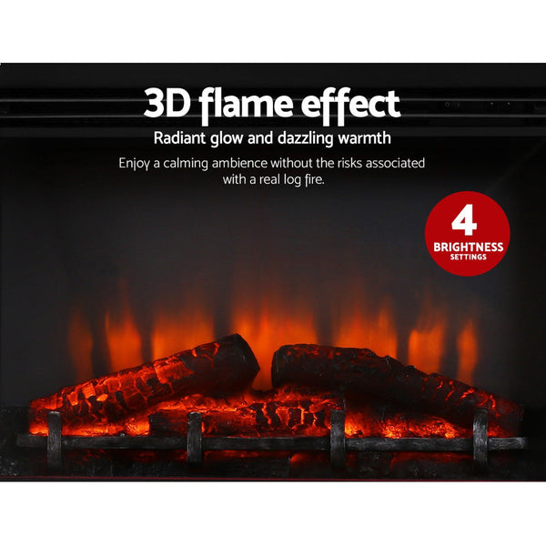 Devanti 2000W Electric Fireplace Mantle Portable Log Wood Heater 3D Flame Effect White