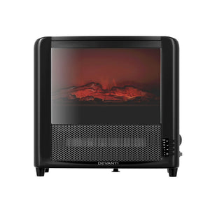 Devanti Electric Fireplace 3D Flame Effect Timer Portable Indoor Heater 2000W