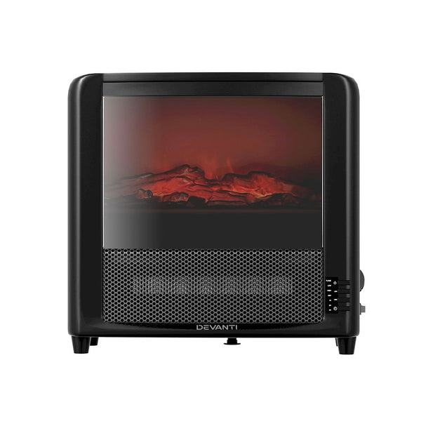 Devanti Electric Fireplace 3D Flame Effect Timer Portable Indoor Heat Er 2000W Electric Fireplaces