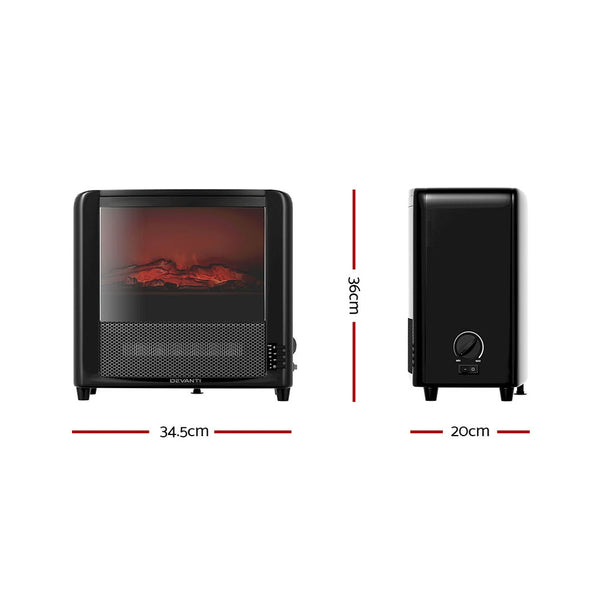 Devanti Electric Fireplace 3D Flame Effect Timer Portable Indoor Heat Er 2000W Electric Fireplaces