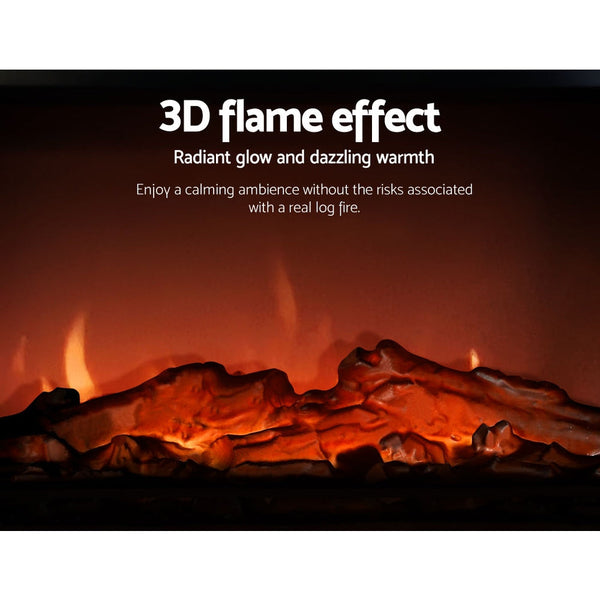 Devanti Electric Fireplace 3D Flame Effect Timer Portable Indoor Heat Er 2000W Electric Fireplaces