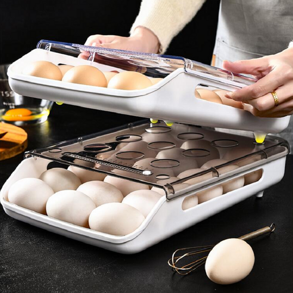 Creative Automatic Rolling Egg Box Kitchen Refrigerator Storage Drawer Tray Racks & Holders