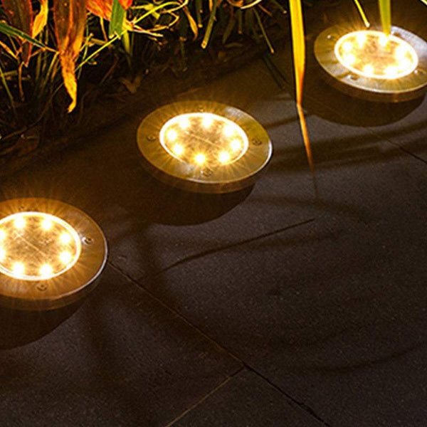 Garden Ground Lights Eight Led Solar Powered In Lawn Outdoor Landscape & Walkway Lights