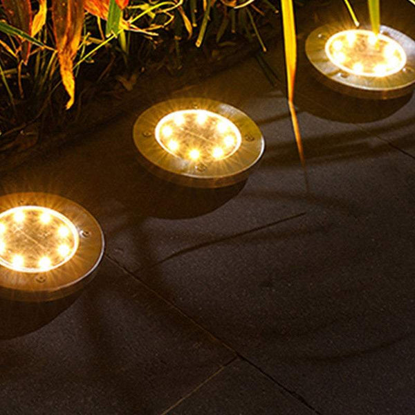 Garden Ground Lights Eight Led Solar Powered In Lawn Outdoor