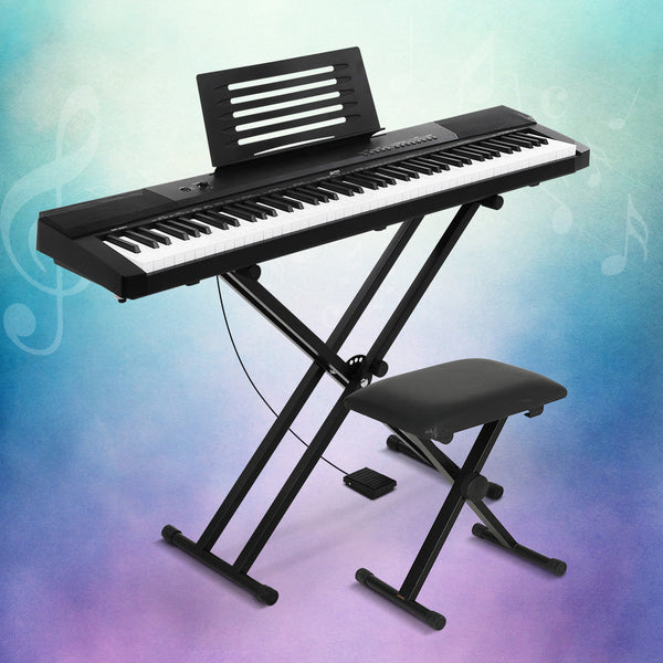 Alpha 88 Keys Electronic Piano Keyboard Digital Electric W/ Stand Stool Pedal Electronic Keyboards