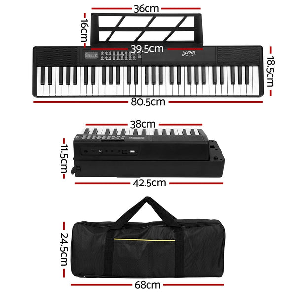 Alpha 61 Keys Foldable Electronic Piano Keyboard Digital Electric W/ Carry Bag Electronic Keyboards