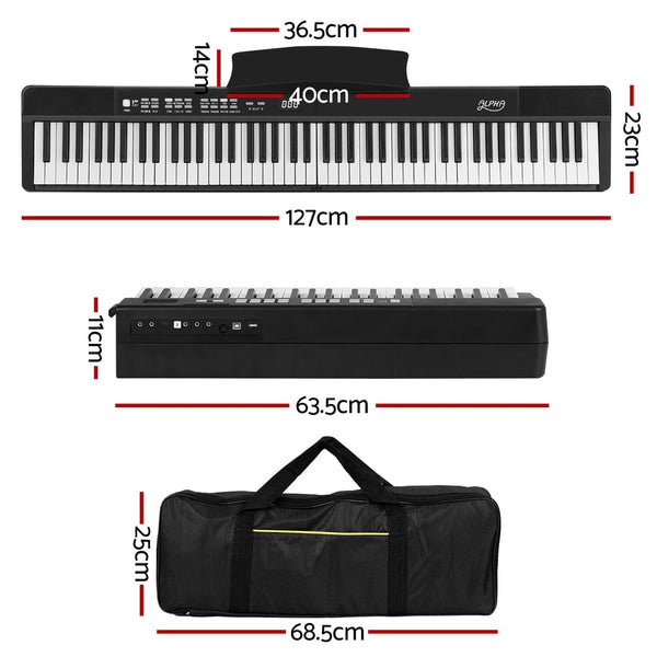 Alpha 88 Keys Foldable Electronic Piano Keyboard Digital Electric W/ Carry Bag Electronic Keyboards
