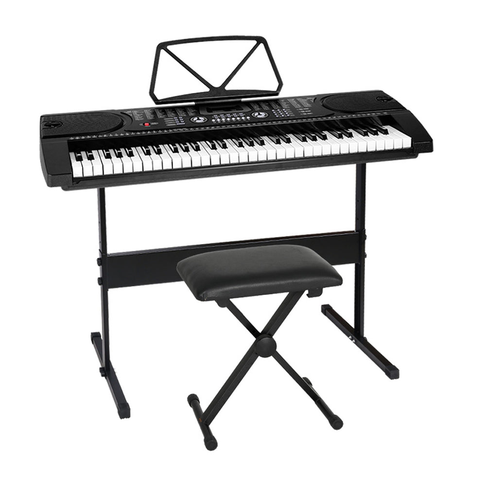 Alpha 61 Keys Electronic Piano Keyboard Digital Electric W/ Stand Stool Black Electronic Keyboards