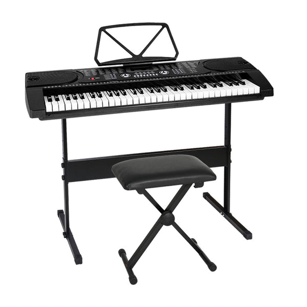 Alpha 61 Keys Electronic Piano Keyboard Digital Electric W/ Stand Stool Black Electronic Keyboards