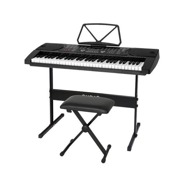 Alpha 61 Keys Electronic Piano Keyboard Digital Electric W/ Stand Stool Black Electronic Keyboards