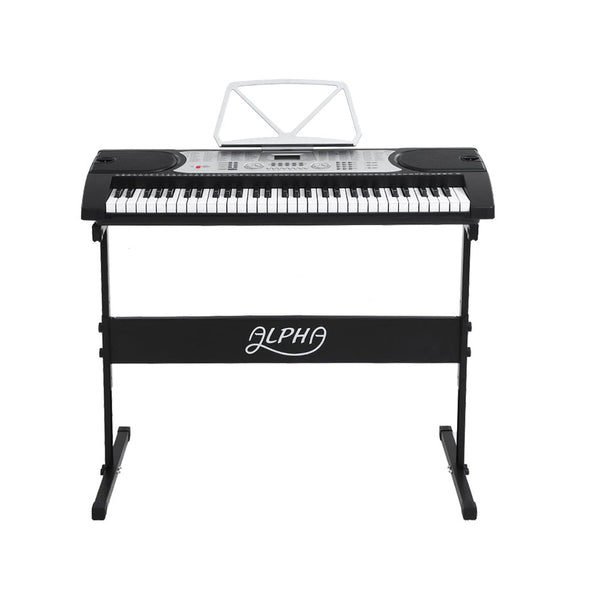 Alpha 61 Keys Electronic Piano Keyboard Digital Electric W/ Stand Stool Silver Electronic Keyboards