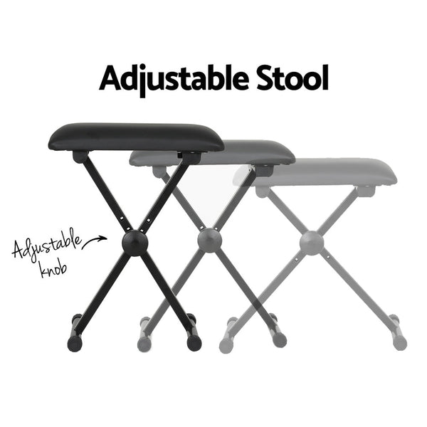 Alpha 61 Keys Electronic Piano Keyboard Digital Electric W/ Stand Stool Silver Electronic Keyboards