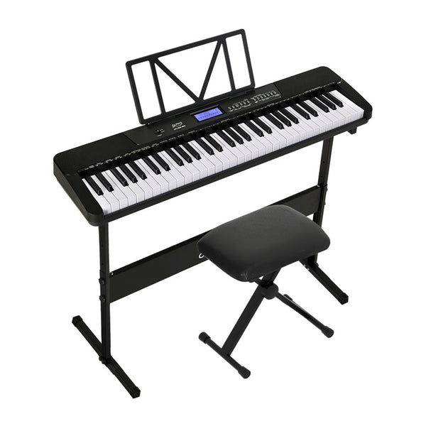 Alpha 61 Keys Electronic Piano Keyboard Digital Electric W/ Stand Stool Touch Electronic Keyboards