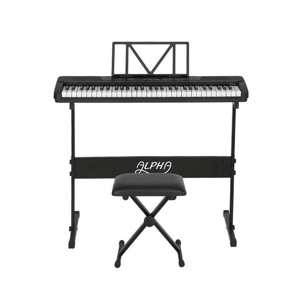Alpha 61 Keys Electronic Piano Keyboard Digital Electric W/ Stand Stool Touch Electronic Keyboards