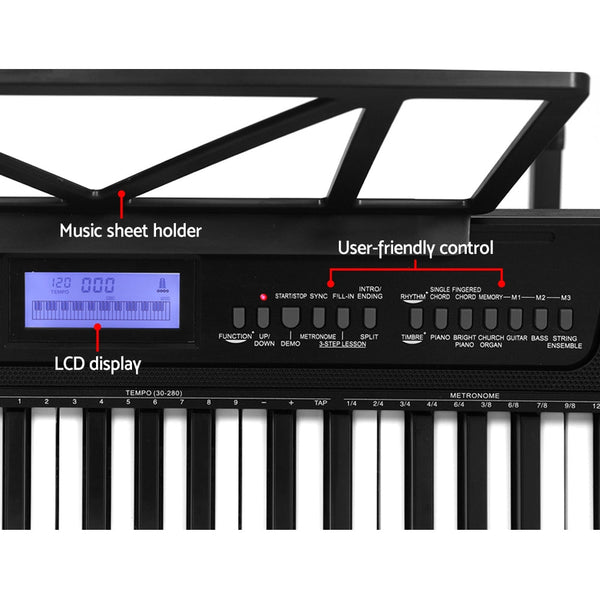 Alpha 61 Keys Electronic Piano Keyboard Digital Electric W/ Stand Stool Touch Electronic Keyboards