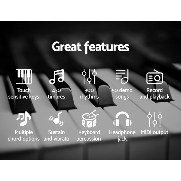 Alpha 61 Keys Electronic Piano Keyboard Digital Electric W/ Stand Stool Touch Electronic Keyboards
