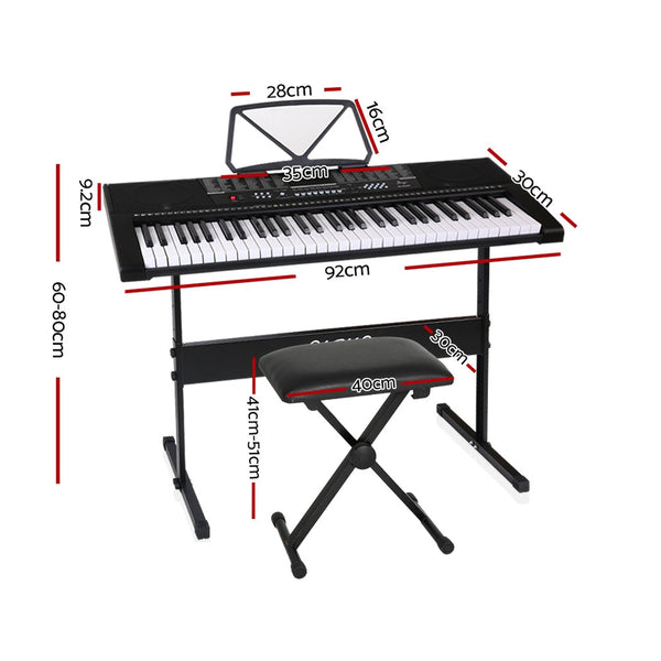 Alpha 61 Keys Electronic Piano Keyboard Digital Electric W/ Stand Stool Electronic Keyboards