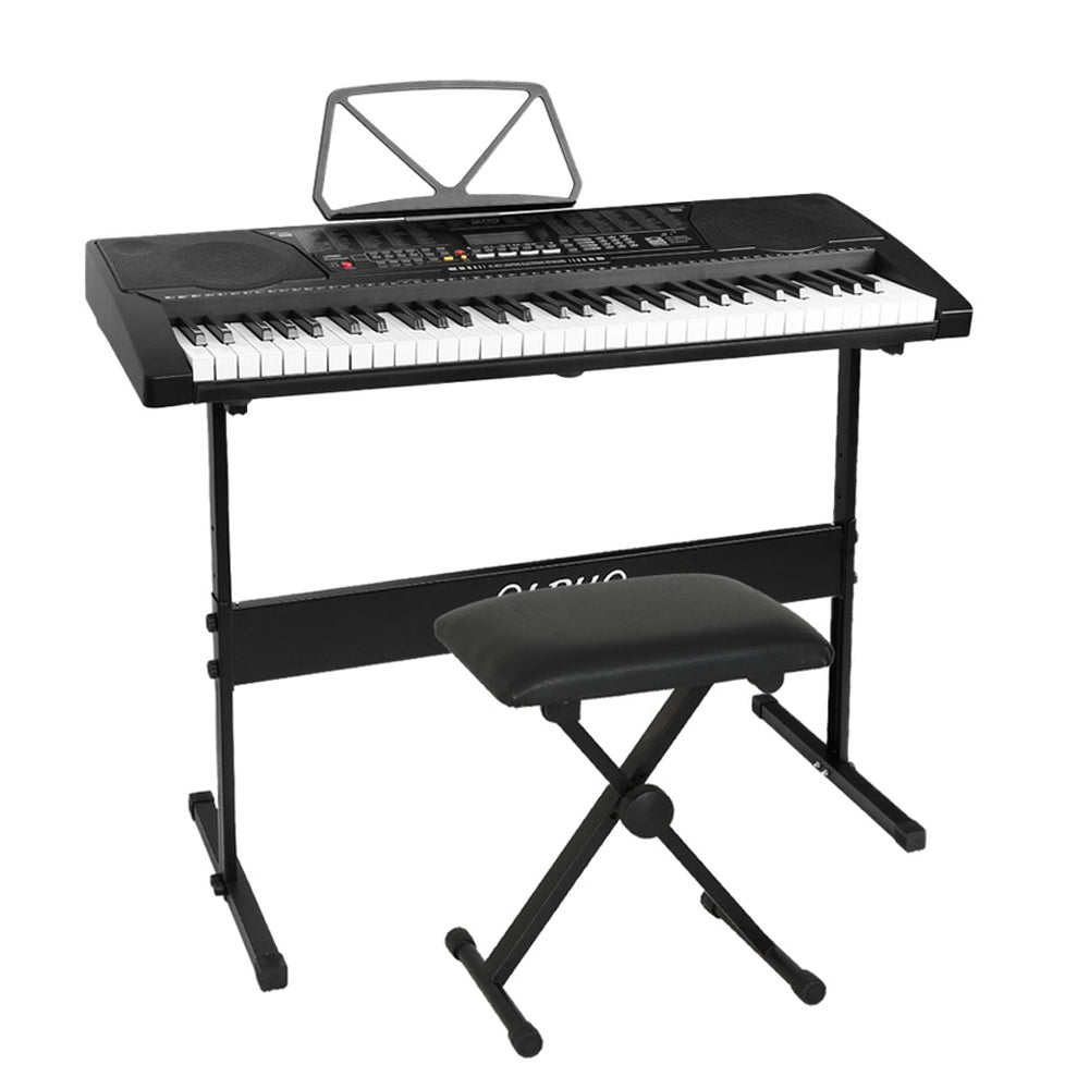 Alpha 61 Keys Electronic Piano Keyboard Digital Electric W/ Stand Stool Lighted Electronic Keyboards