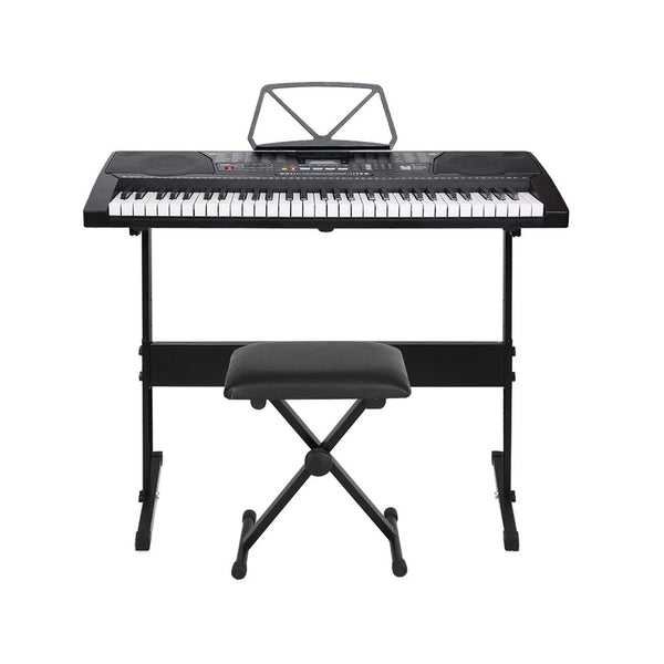 Alpha 61 Keys Electronic Piano Keyboard Digital Electric W/ Stand Stool Lighted Electronic Keyboards