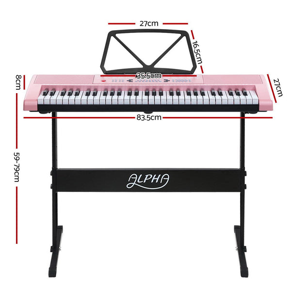 Alpha 61 Key Lighted Electronic Piano Keyboard Led Electric Holder Music Stand Electronic Keyboards