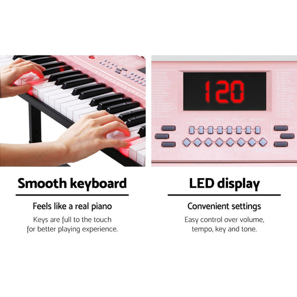 Alpha 61 Key Lighted Electronic Piano Keyboard Led Electric Holder Music Stand Electronic Keyboards