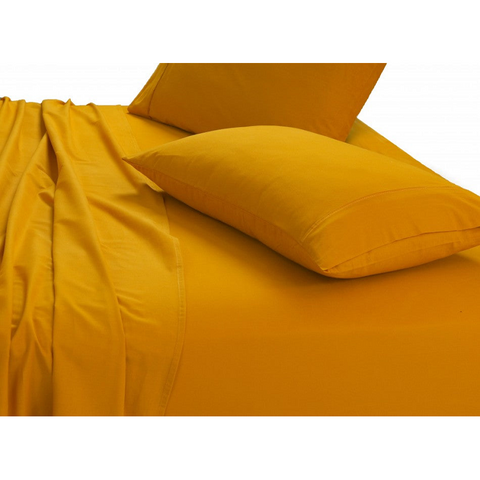 Elan Linen 100% Egyptian Cotton Vintage Washed 500Tc Mustard Queen Bed Sheets Set