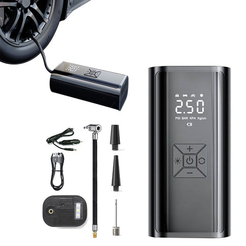 Electric Car Air Pump With Digital Display Led Light Portable Compressor Wireless Tire Inflatable