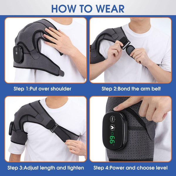 Electric Heating Shoulder Brace With Led Display And Vibration Massage Support Massagers