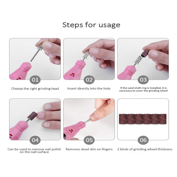 Electric Nail Files Professional Nails Drill Kit For Acrylic Gel Portable Adjustable Speed Manicure Pedicure Polishi