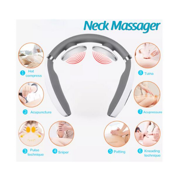 Electric Pulse Neck Back Massager Cervical Vertebra Magnetic Pain Relief Therapy Device Promotes Blood Circulation