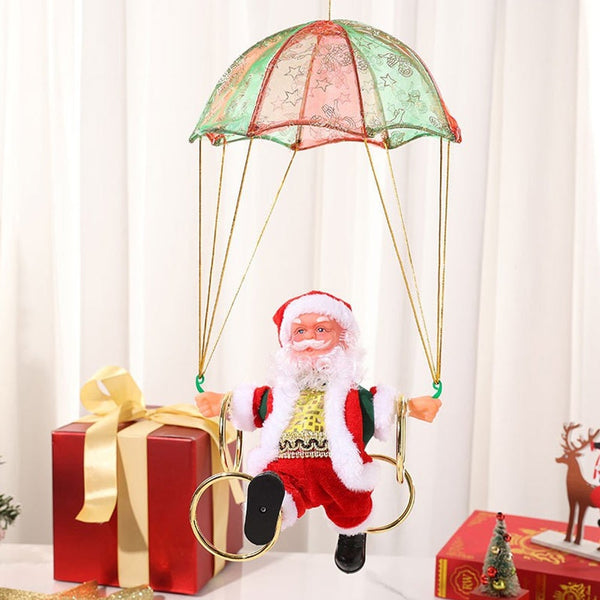 Electric Santa Claus With Parachute Christmas Tree Hanging Ornaments Xmas Gift Seasonal Decorations
